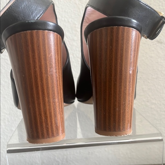 kate spade Black Heels with Open-Toe Design and Chunky Wooden Heel - Picture 6 of 8